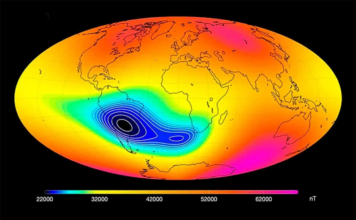 Há uma anomalia magnética bem em cima do Brasil